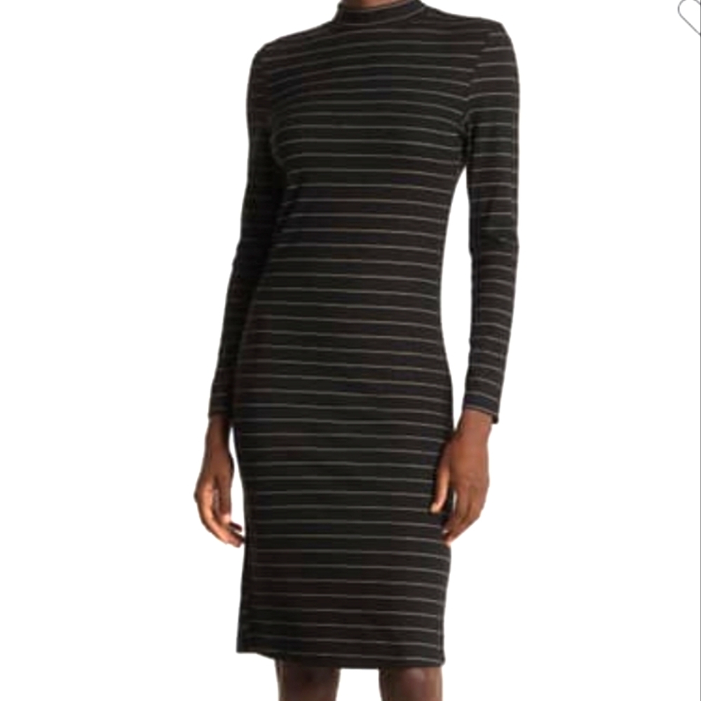 BB DAKOTA Gold & Black Mock Neck dress
